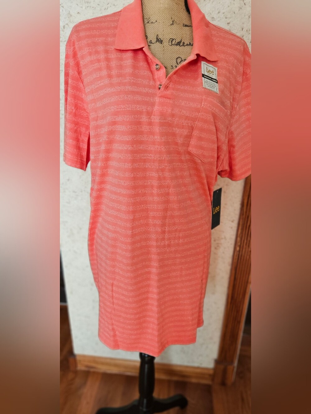 Brand New With Tag Lee Men’s Coral Stripe Polo Shirt
